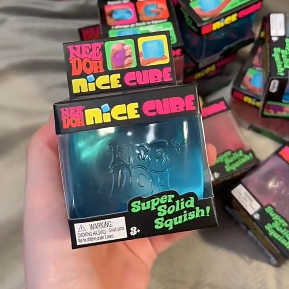 Nee Doh Nice Cube - Super Solid Squish! (Blue, Purple, Pink, Red, Orange) New