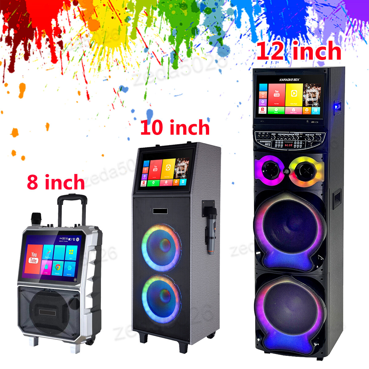 Portable Professional Karaoke Machine Speaker w/Touchscreen Tablet &Wireless Mic