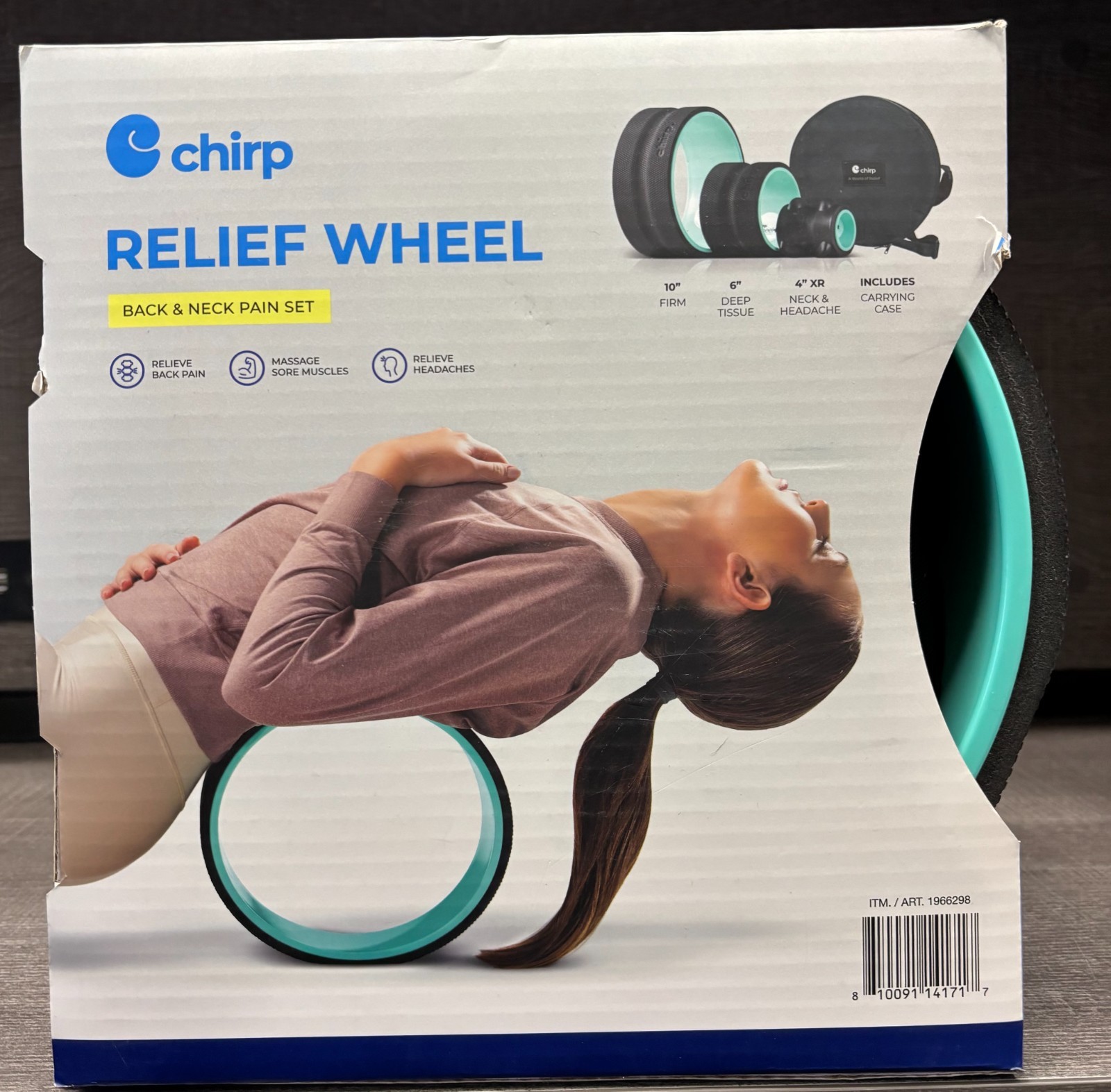 Chirp Relief Wheel - Back & Neck Pain Set (3 Pack w/Travel Carrying Case)