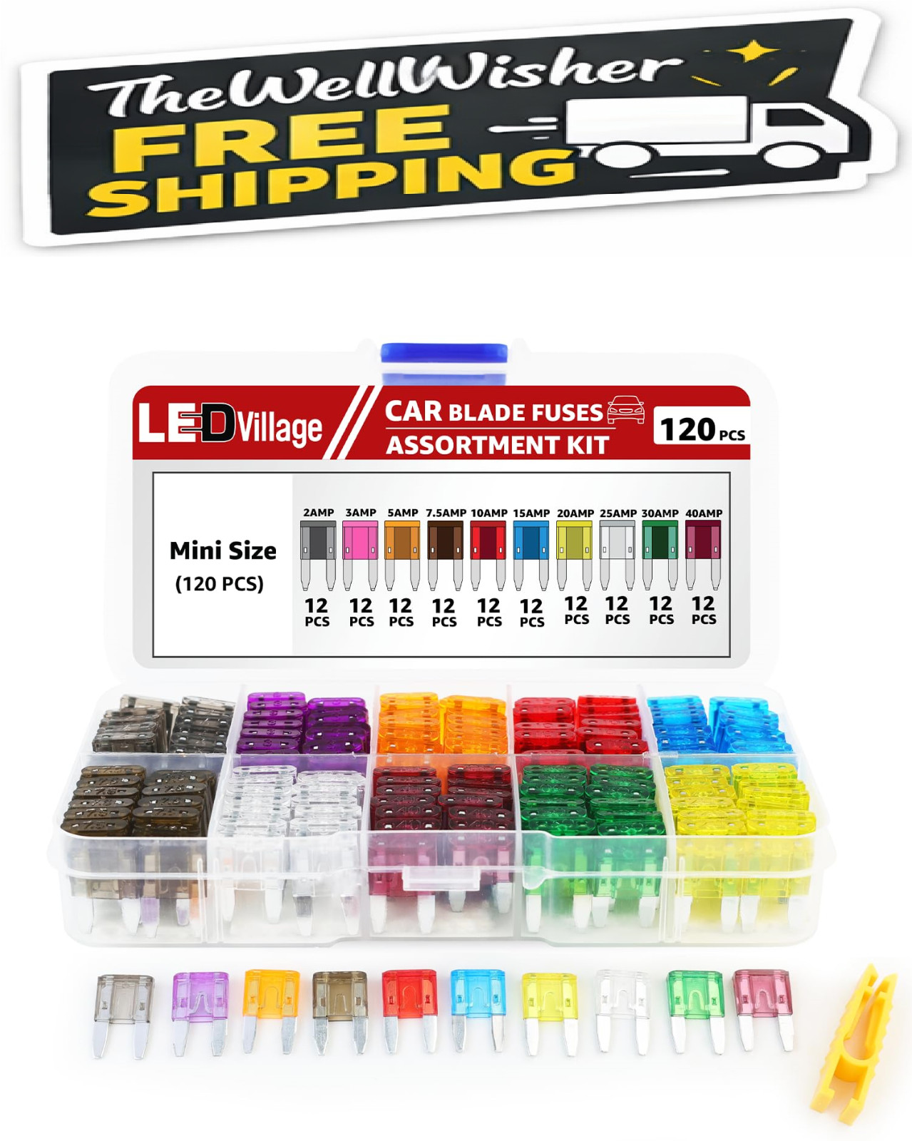 120pcs Mini Car Fuse Kit – Automotive Blade Fuses for Cars, RV, Trucks