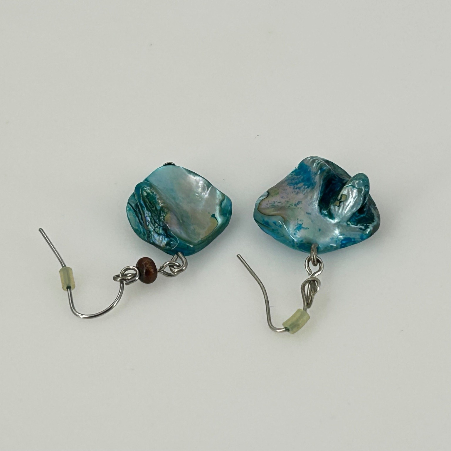 Handcrafted Blue Abalone Shell Dangle Earrings