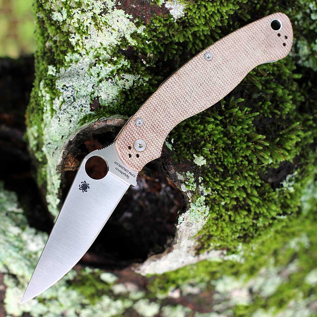 SPYDERCO MILITARY 2 FOLDING KNIFE BROWN MICARTA CPM-CruWear TOOL STEEL C36MPCW2