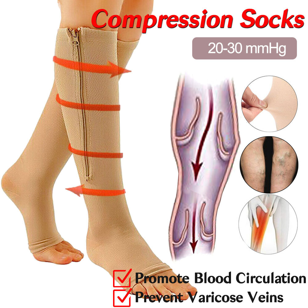 Medias Calcetines De Compresion 20-30 Mmhg Para Hombres Y Mujeres Con Cremallera