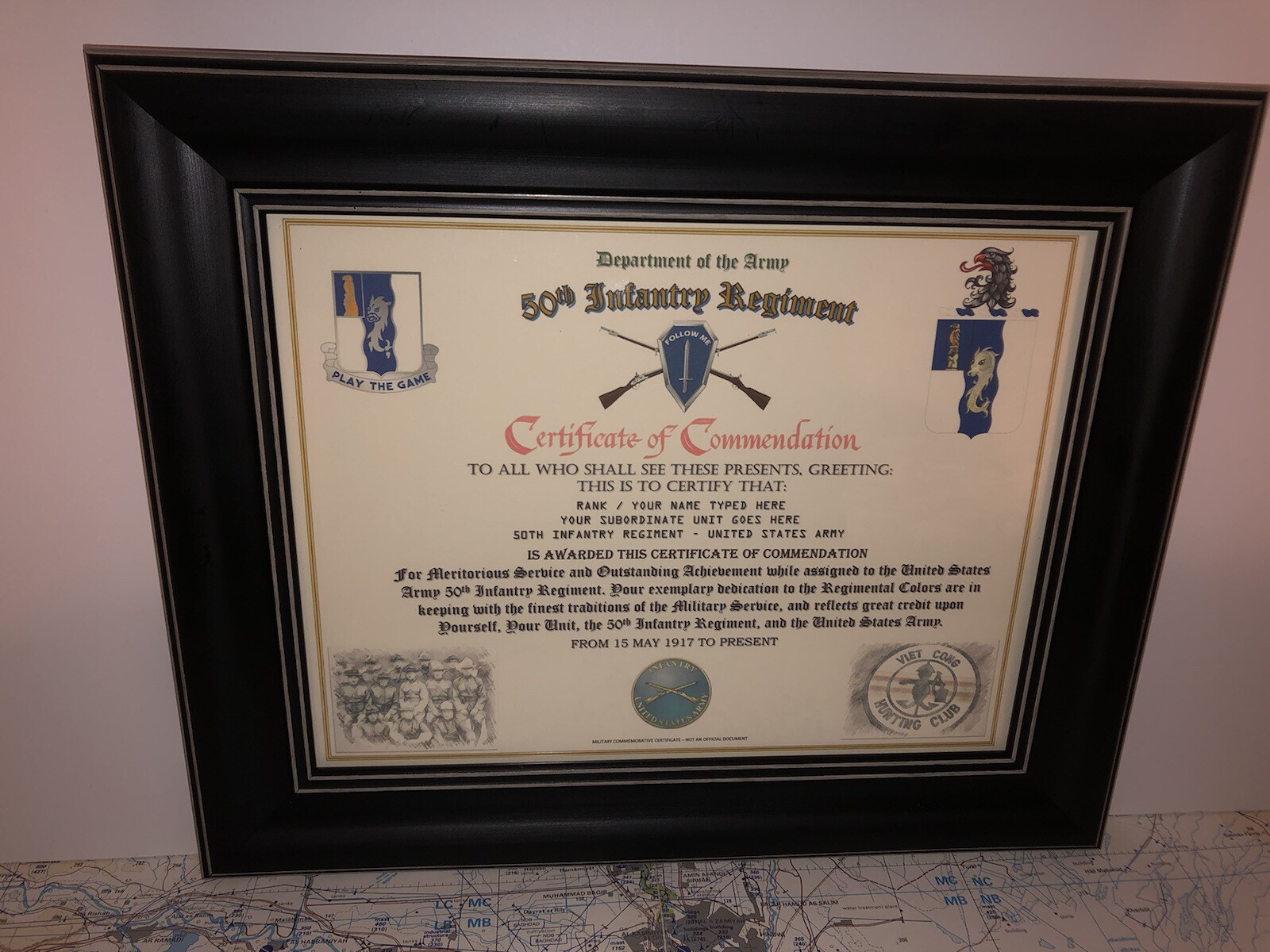 50TH INFANTRY REGIMENT / COMMEMORATIVE - CERTIFICATE OF COMMENDATION