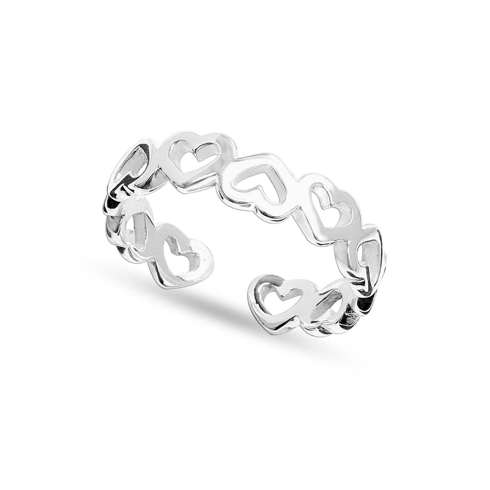 Valentine Day gift 925 Sterling Silver multiHeart Adjustable Toe Ring for Women