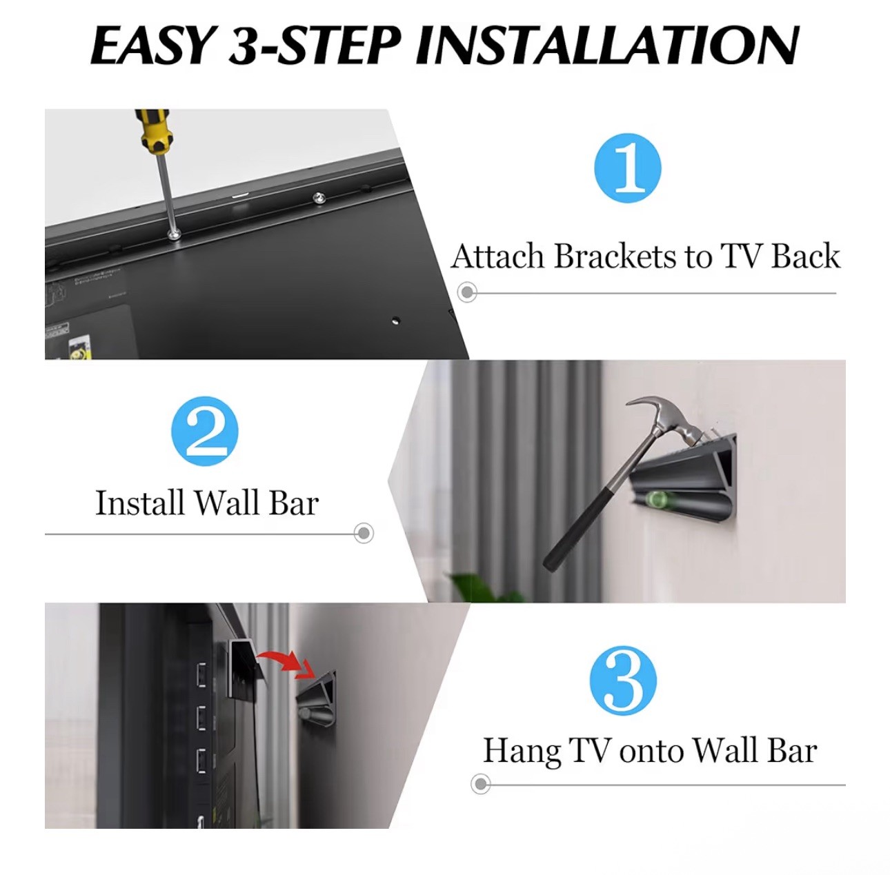 No Stud TV Wall Mount, Drywall Studless TV Hanger No Damage, No Drill, Non Screw