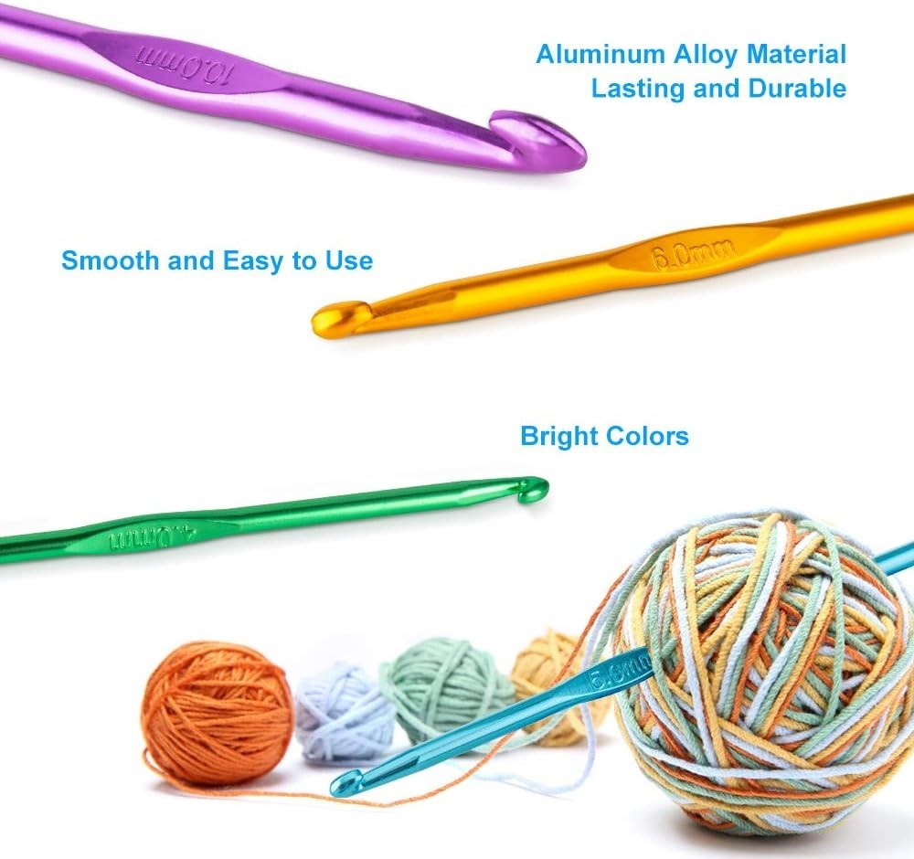 Multicolor Aluminum Crochet Hook Set - 14 Sizes for All Your Creative Projects