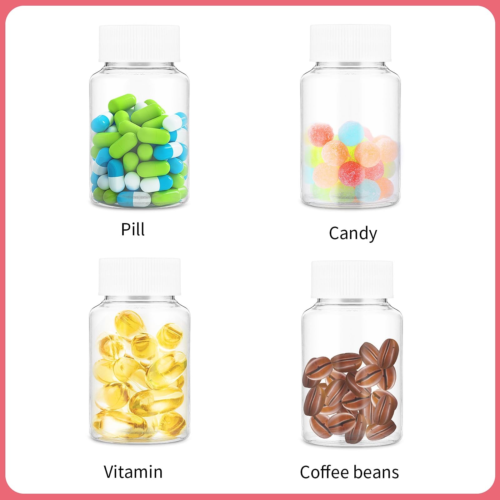 4Pcs Clear Pill Bottles, Empty Plastic Medicine Bottles, Reagent Bottle with ...