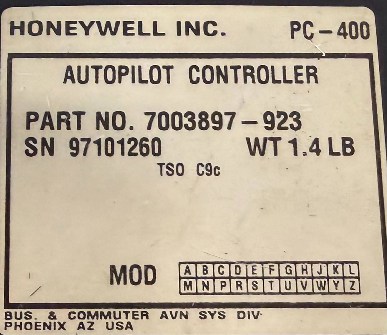 Autopilot Controller PC400 7003897-923 Removed Working