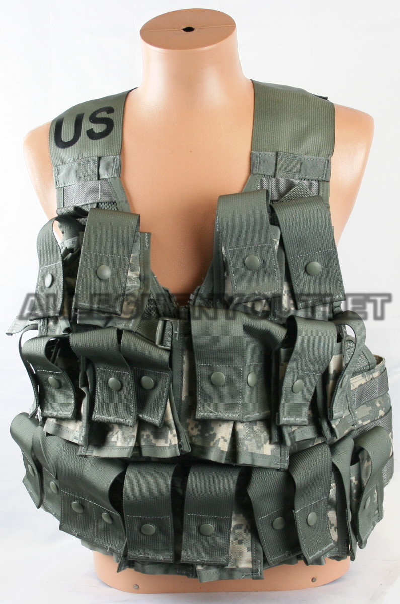 Lot of Fighting Load Carrier w/ Grenadier Set, ACU, FLC MOLLE Vest w/ 16 Pouches