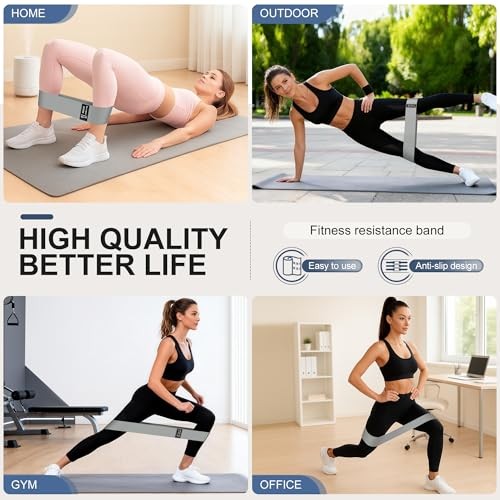 Fabric Resistance Bands for Working Out, 3-Level Non-Slip Exercise Bands for