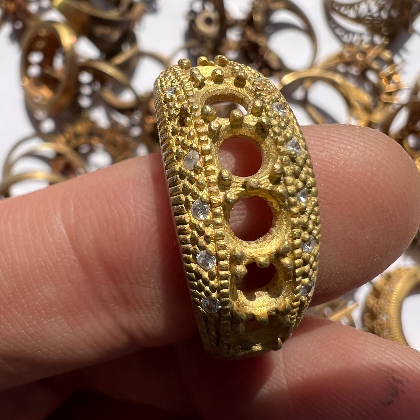 Brass Ring Blank Prong Setting Empty Base DIY Jewelry Crystal Gem Mount