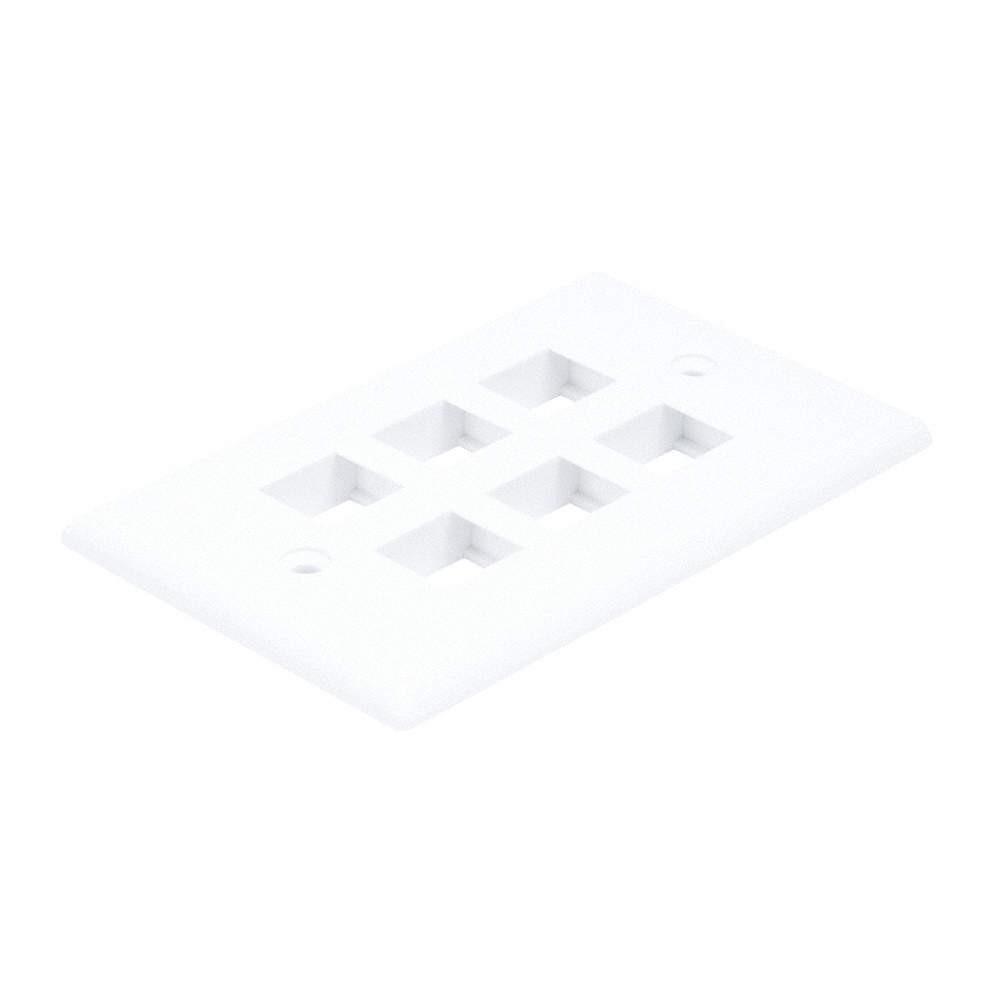 MONOPRICE 6733 WallPlate,Blank,6 Hole, White 14J398