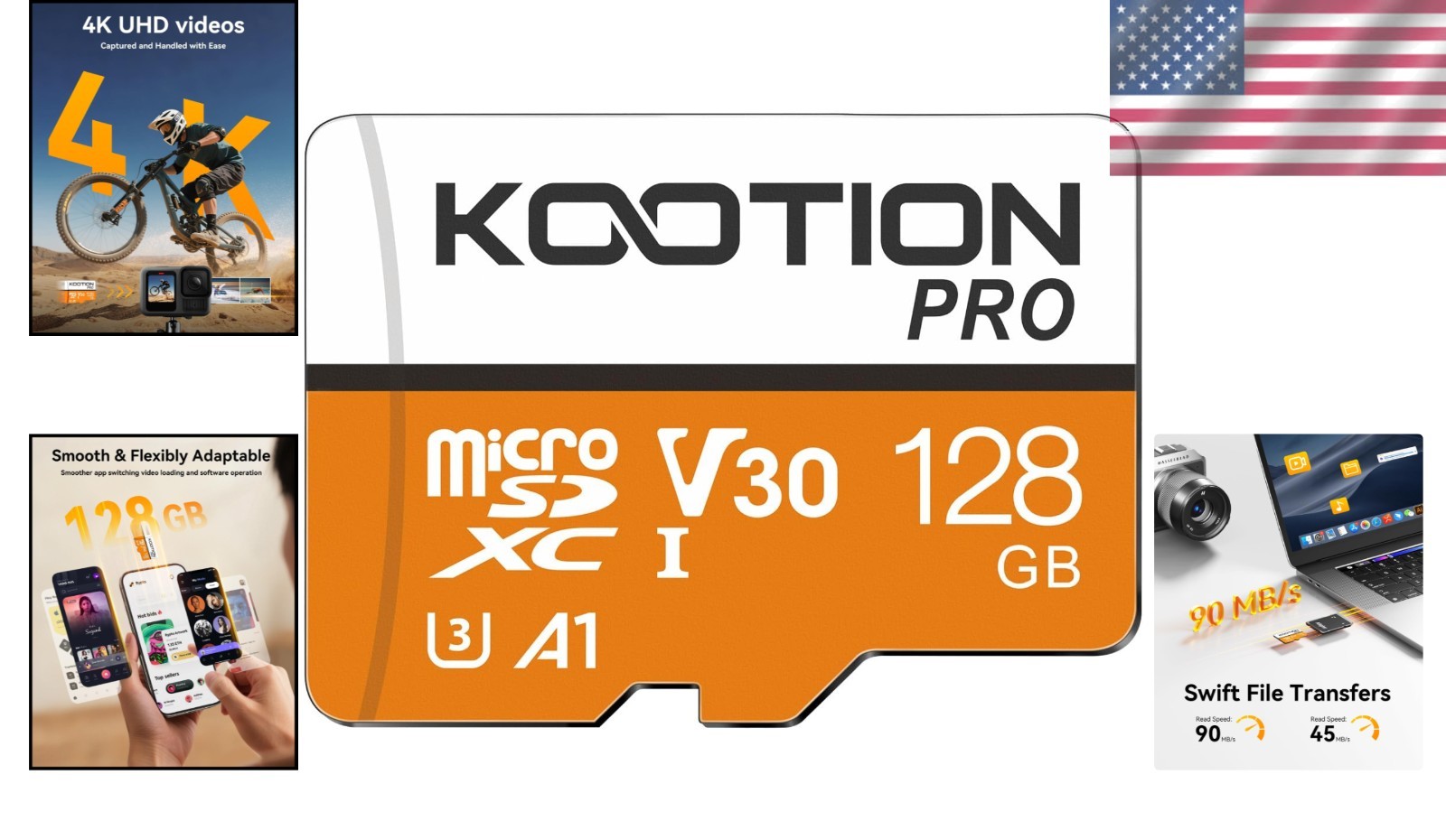 High-Speed 128GB Micro SD Card - UHS-I U3 V30 A1 for Phones, Cameras, Tablets
