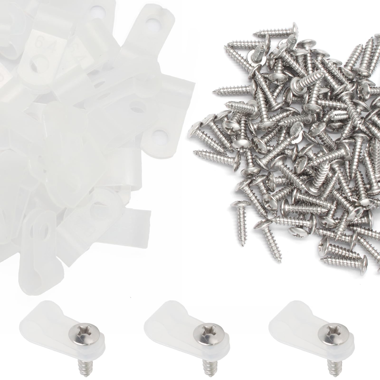 50 PCS 1/4 Inch White Nylon Screw Mounting RType Cable Clip Wire Clamp