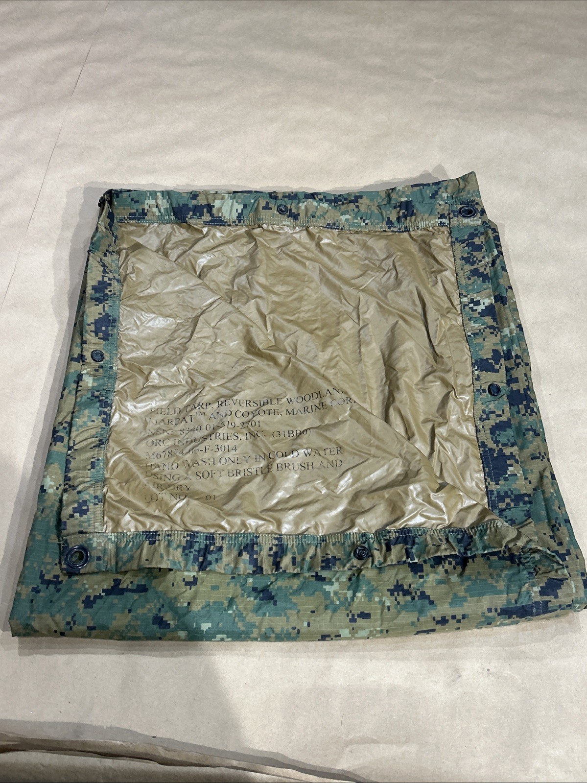 USMC Military MARPAT Woodland Digital REVERSIBLE FIELD TARP Tarpaulin 90x80 Used