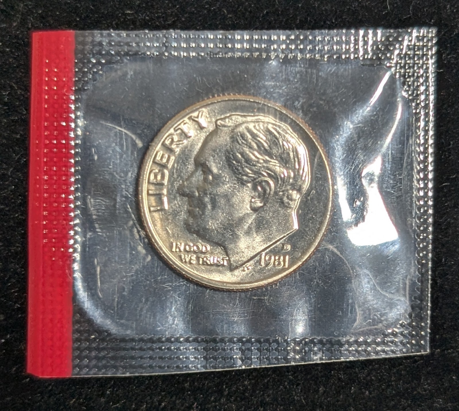 1981 D US 10 Cents Brilliant Uncirculated UNC In Mint Wrap KM# 195a