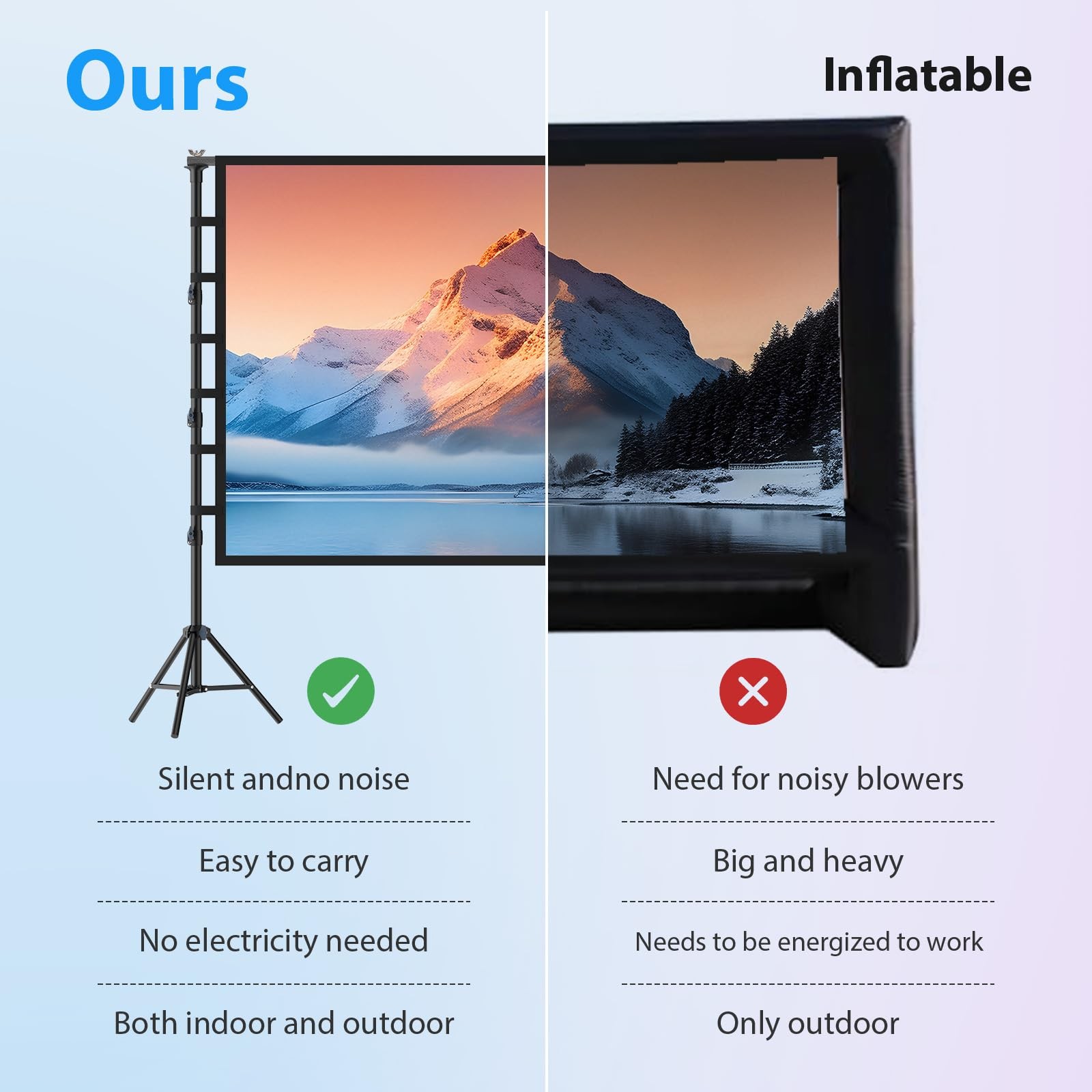 200 Inch Projector Screen with Stand: 16ft Portable Large Projection Screen a...