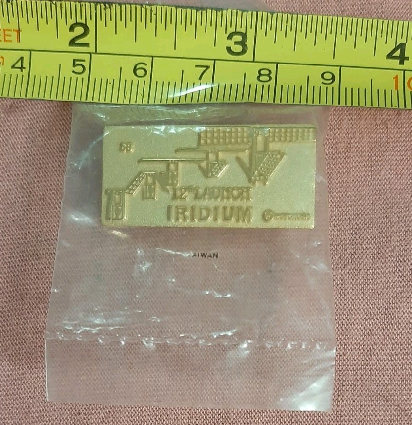 NASA Iridium 12th Launch Motorola Satellite Gold Tone Lapel Pin