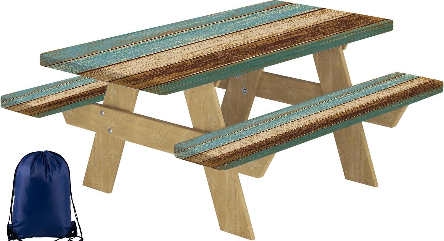 Picnic Table Cover with Bench Covers 6ft - Elastic Scratch-Resistant Waterproof
