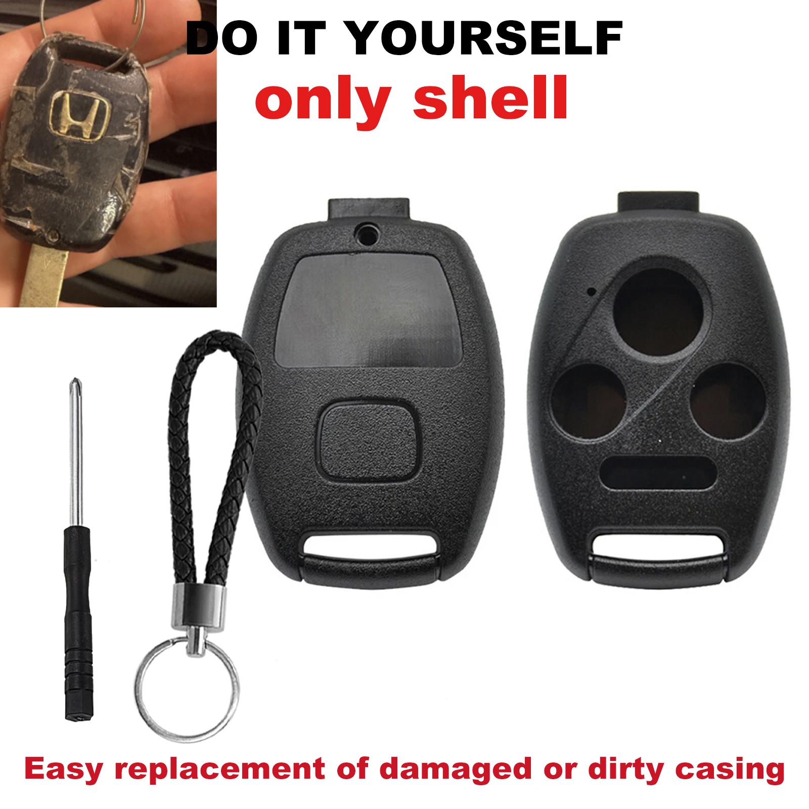 Replacement For 2006 2007 2008 Honda Civic EX Si Key Fob Remote Shell Case
