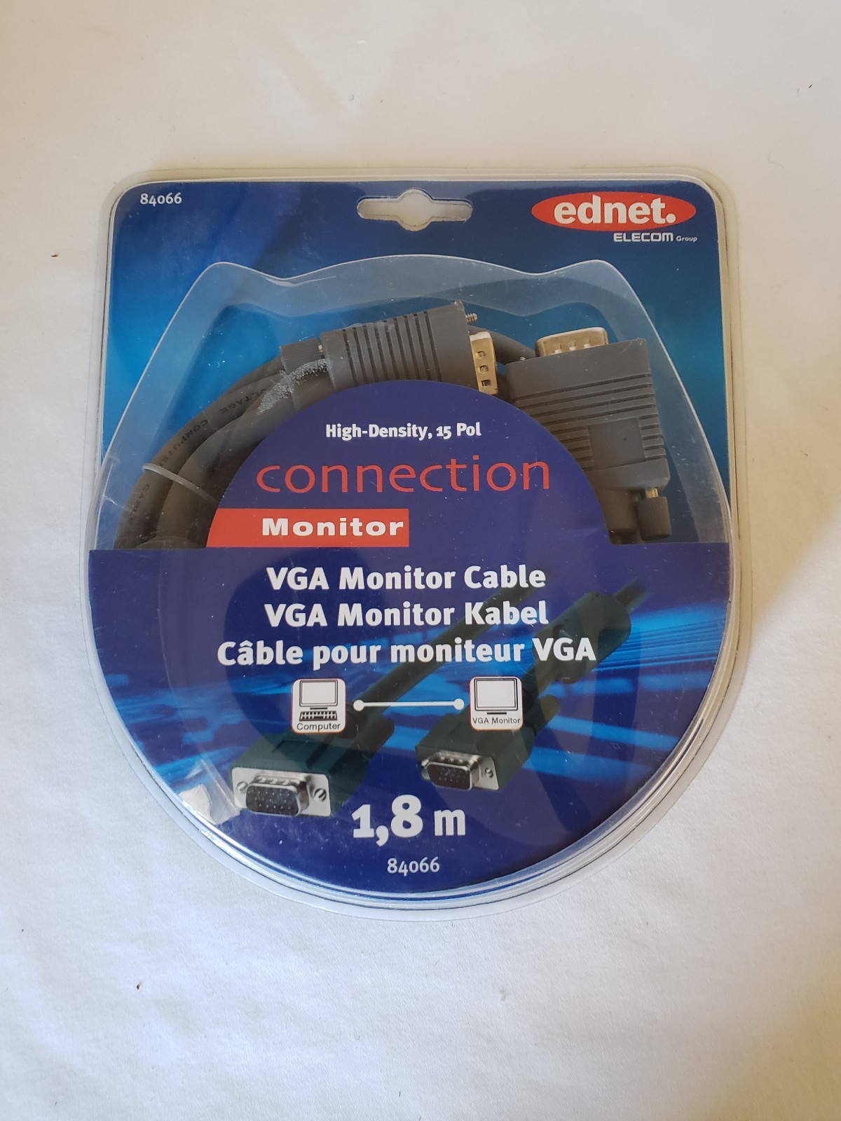 EDNET Monitor cable HDD 1,8 m VGA Monitor Cable High Density HDD Plug BRAND NEW