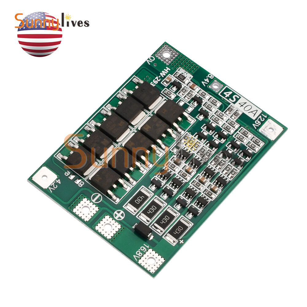 4S 16.8V 40A BMS 18650 Li-ion Battery Charger Protection Board Balanced Board