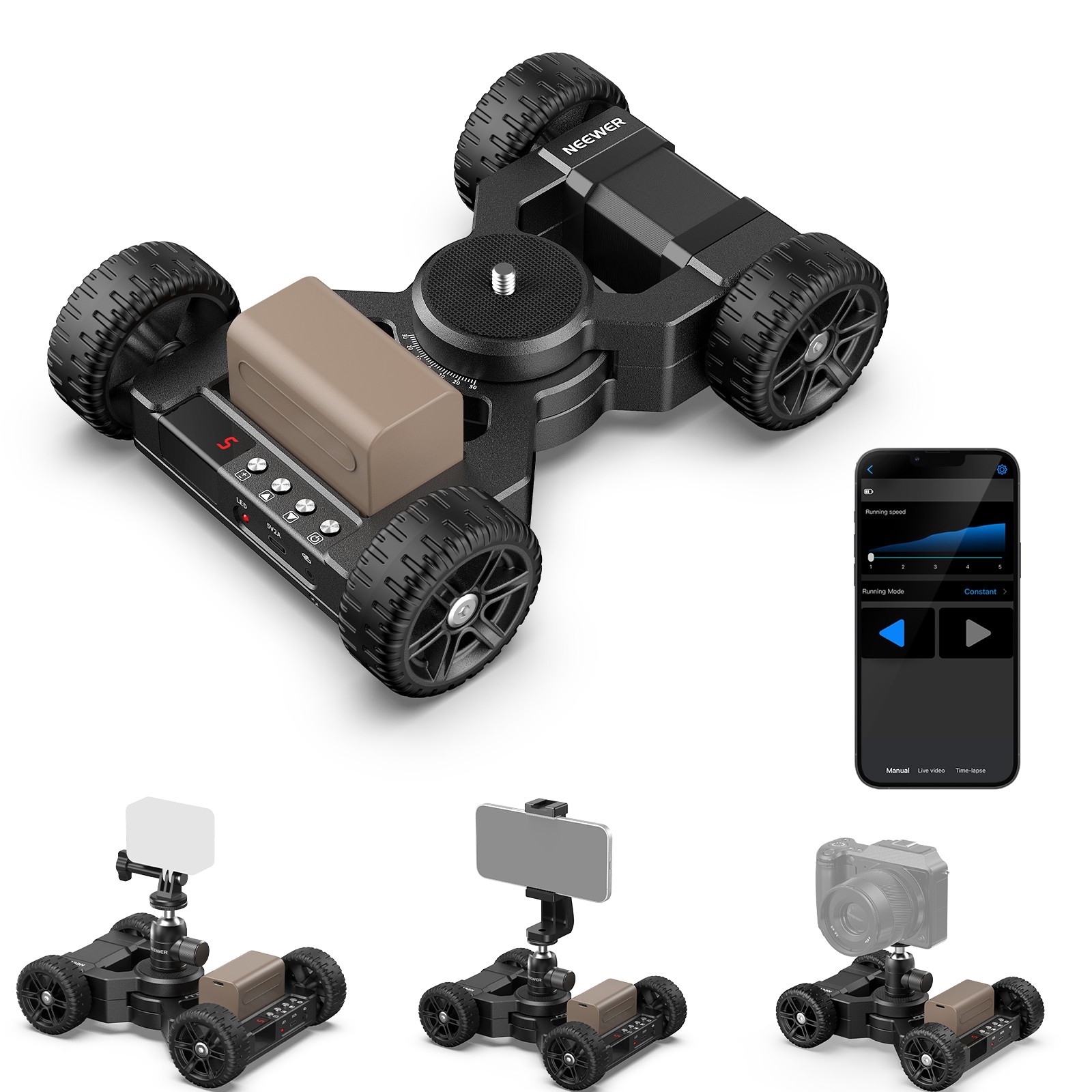 NEEWER DL400 Motorized Camera Slider Dolly w/ App Control for GoPro iPhone DSLR