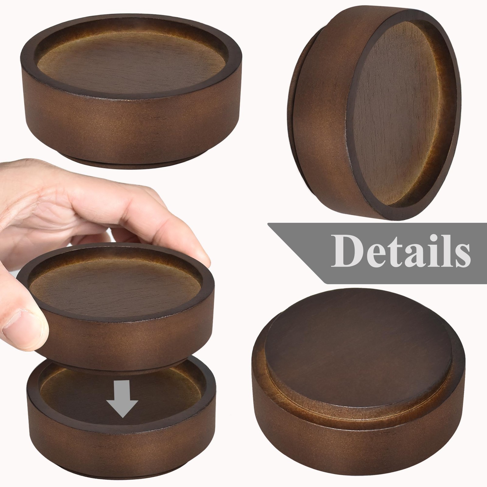 8 PCS Round Stackable Heavy Duty Wood Bed Risers 1 To 4 Inch High