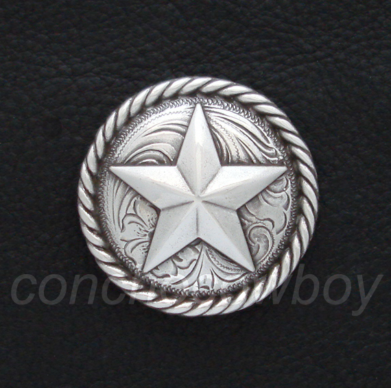 WESTERN HORSE TACK ANTIQUE ROUND ROPE EDGE STAR SADDLE CONCHO 1" screw back