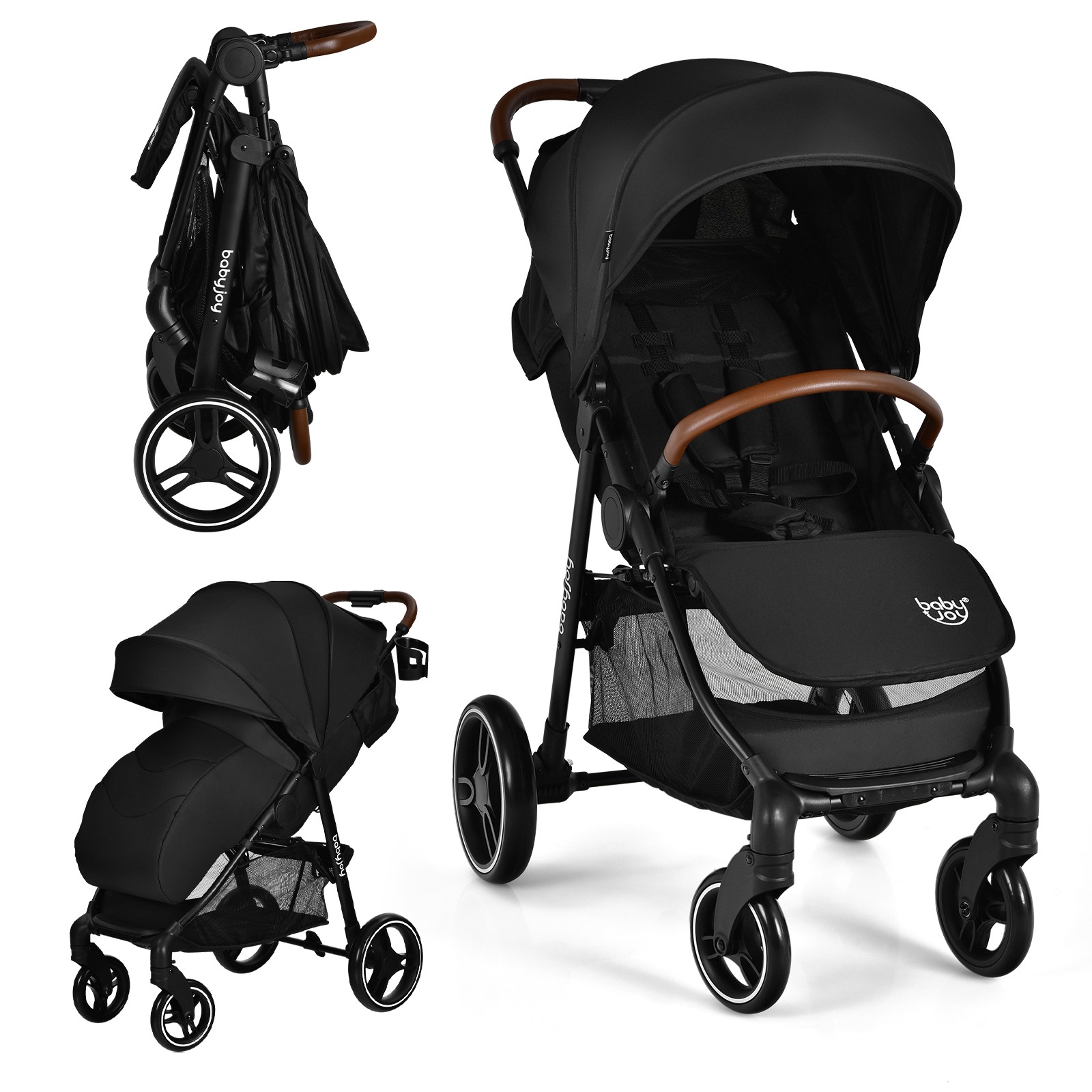 Costway High Landscape Baby Stroller Pushchair w/ Expandable & Footmuff Canopy