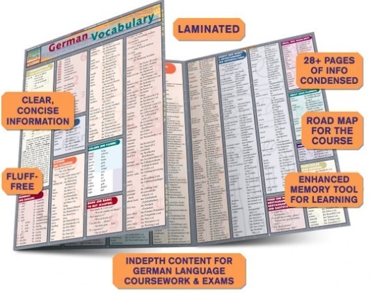 Quick Study Bar Chart German Vocabulary Laminated Reference Guide