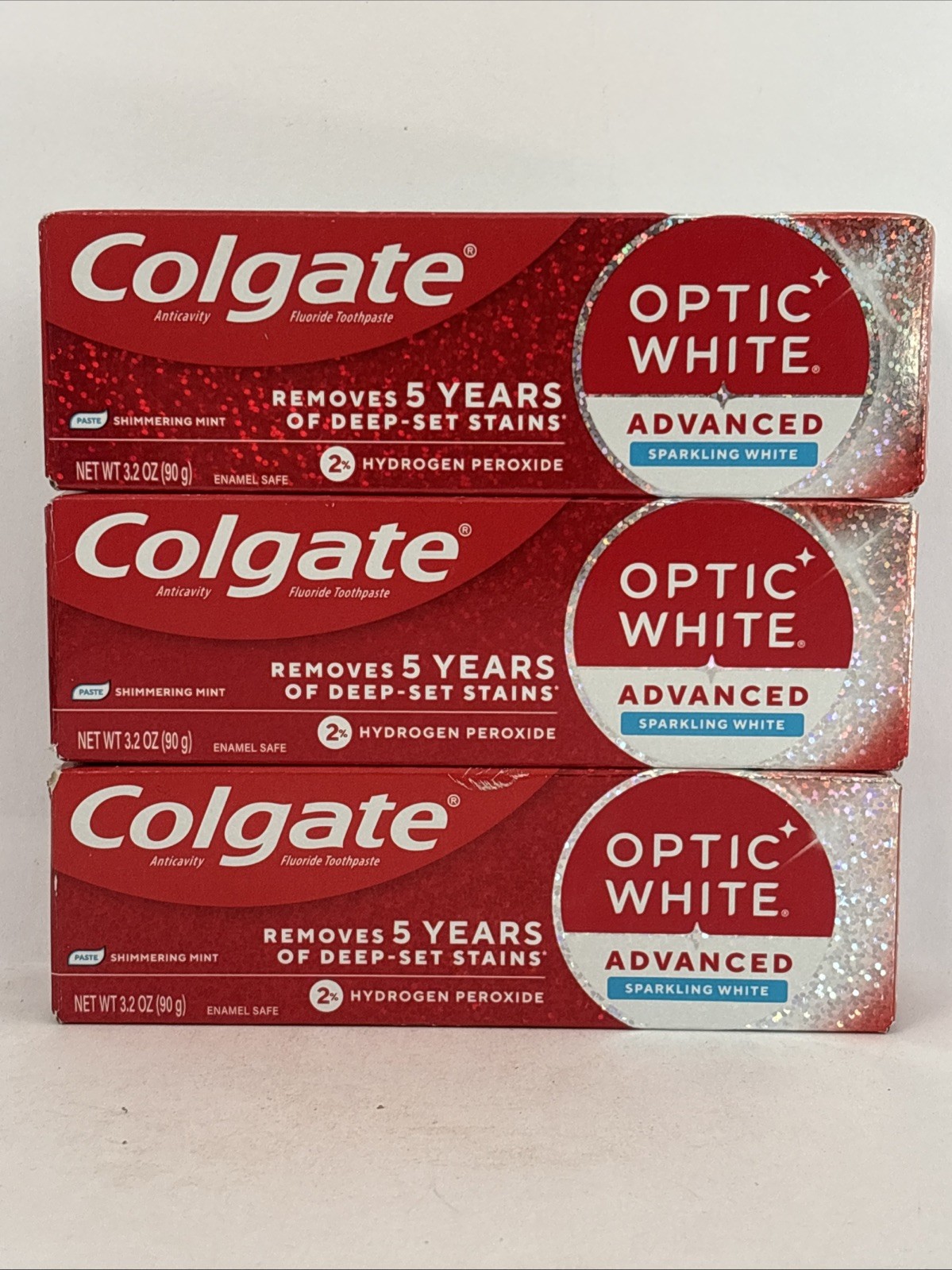 3 Colgate Optic White Advanced Hydrogen Whitening Toothpaste 3.2 oz EXP 2028