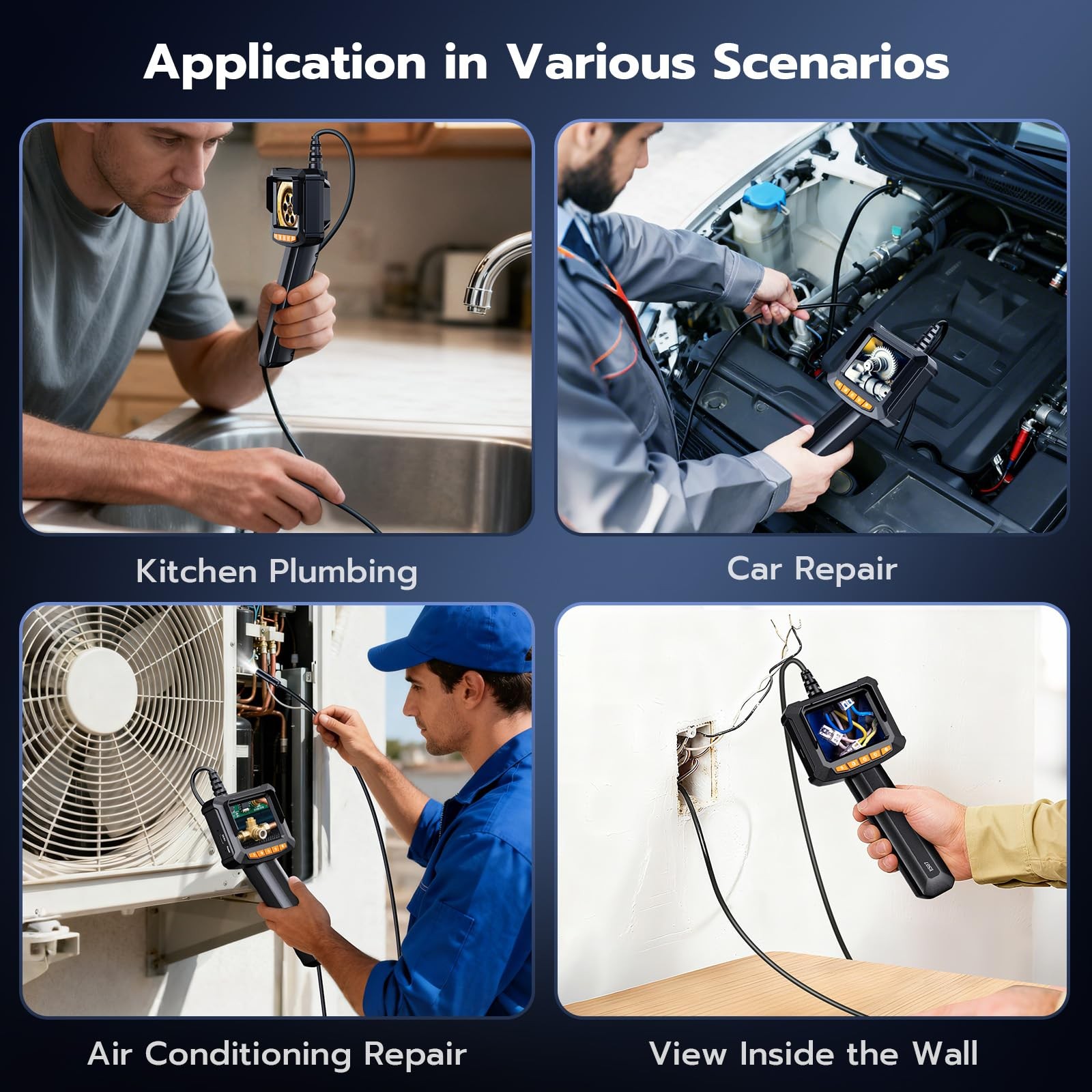 Endoscope with Light, 2.8" IPS 1080P HD Handheld Borescope, 8 Adjustable LEDs...