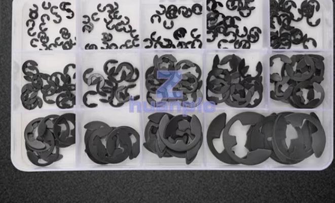 New E-Clip 3mm 4mm 5mm 6mm 8mm 9mm Retaining Ring Assortment Kit black 300Pcs
