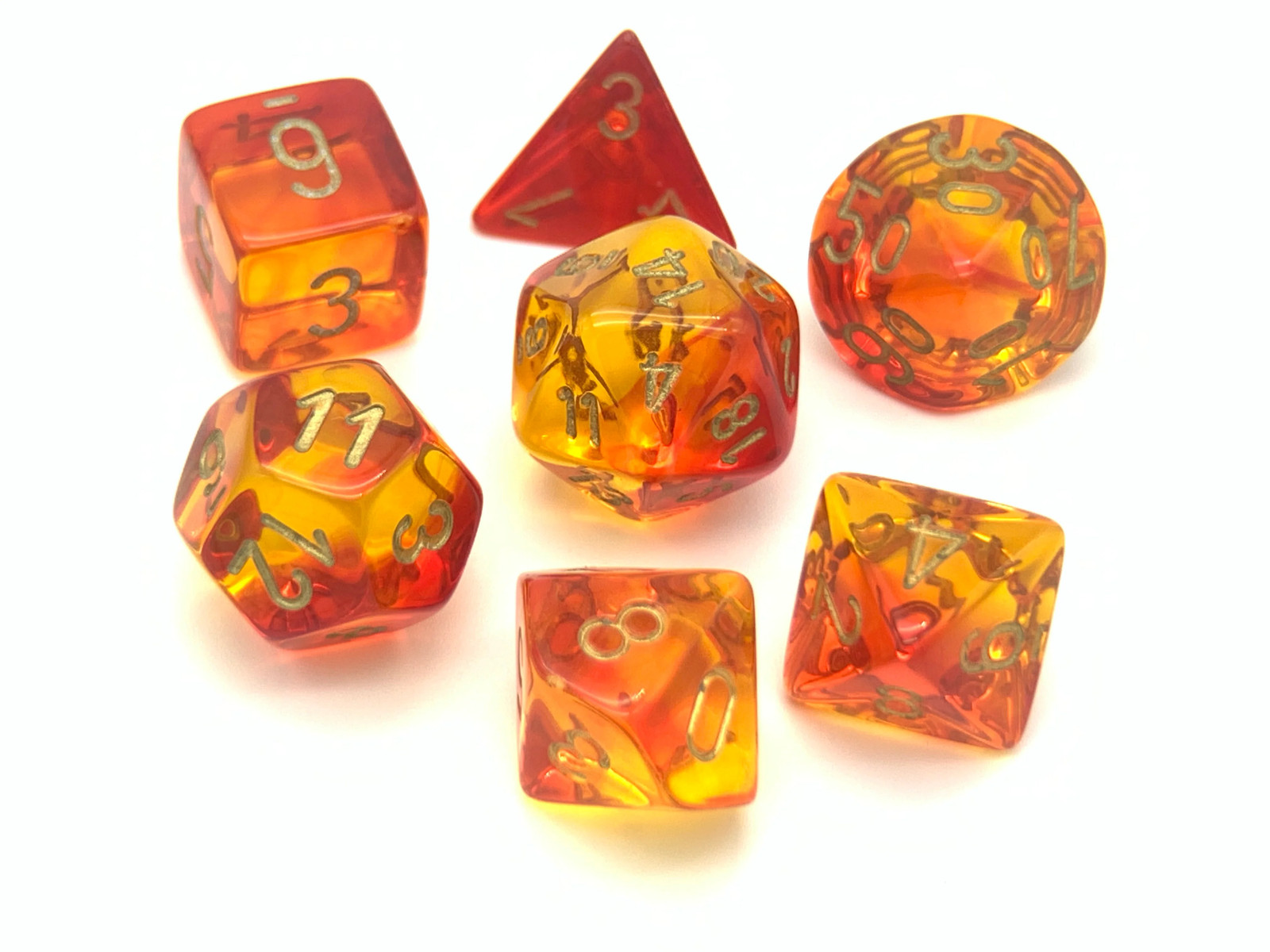 Chessex Dice Set - Gemini Translucent Red-Yellow/Gold