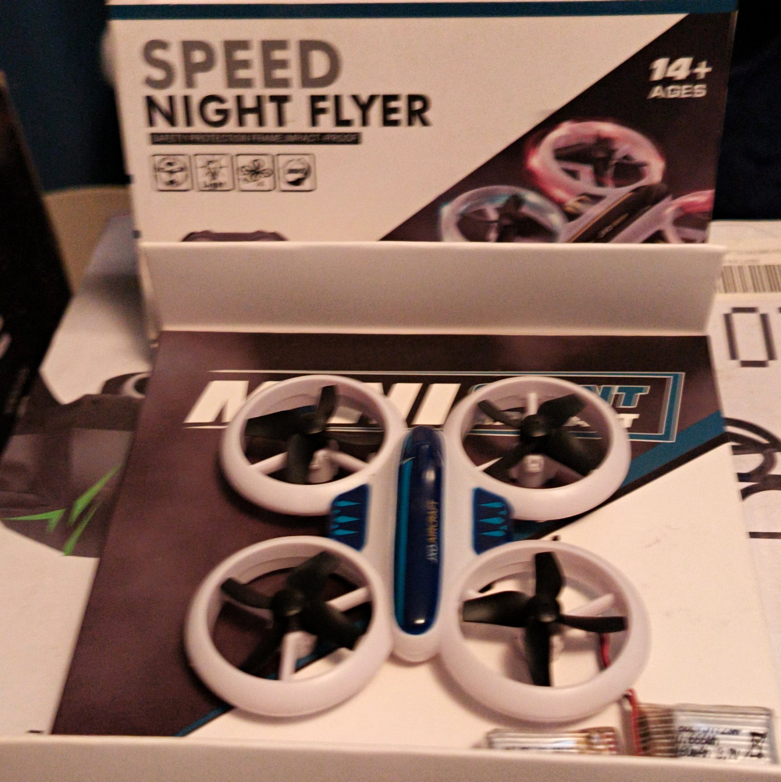 Speed Night Flyer K-20 Mini Stunt RC Quadcopter Drone w/ LED Lights Blue N Red