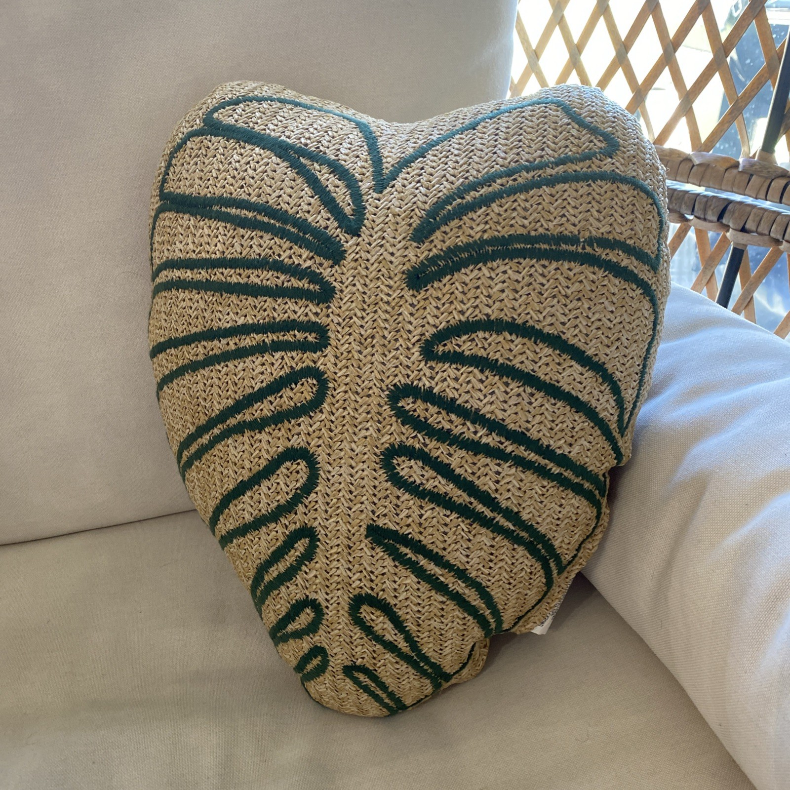 Allen + Roth Palm Leaf Monstera Philodendron Tropical Novelty Throw Pillow NEW