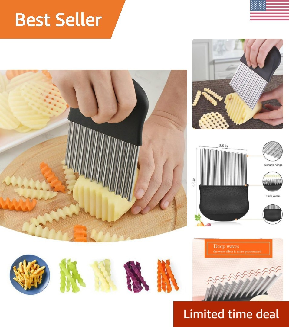 Heavy Duty Stainless Steel Crinkle Cutter Wavy Chopper French Fry Slicer for ...