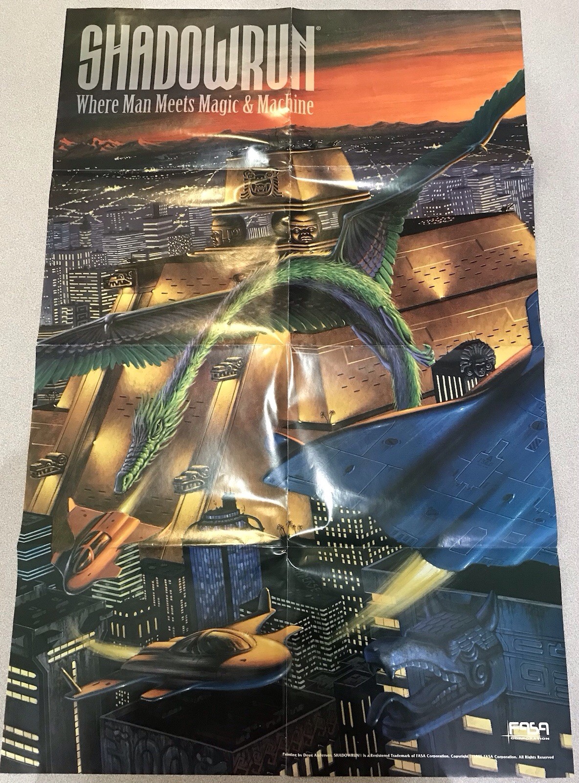 SHADOWRUN Where Man Meets Magic & Machine FASA 1995 Poster 32" x 22"