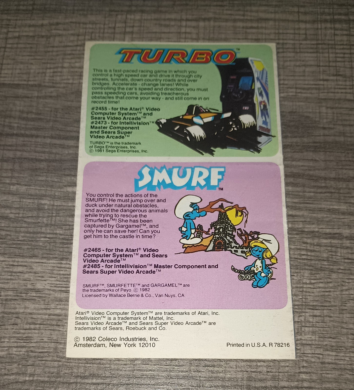1982 Coleco Cartridge Advert Foldout Atari 2600 MANUAL ONLY  Authentic Booklet