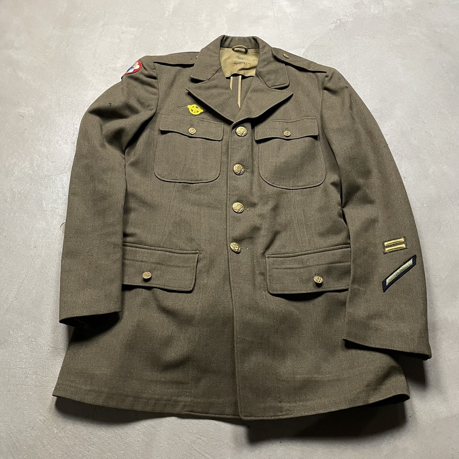 Vintage WW2 US Army Jacket wool Dress Coat Size 38 Long 40s uniform