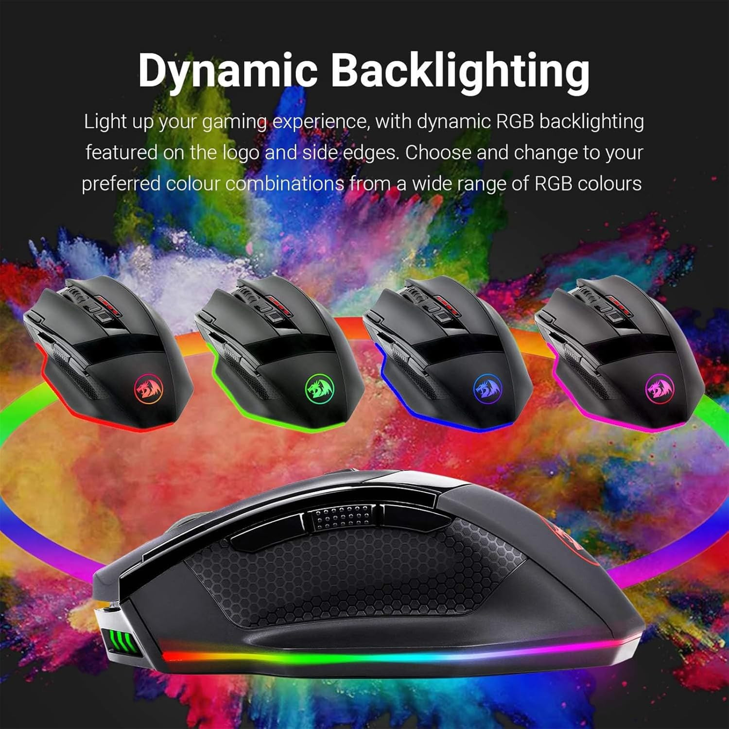 M801 Wireless Gaming Mouse, RGB Gaming Mouse with MMO 9 Programmable Macro Editi