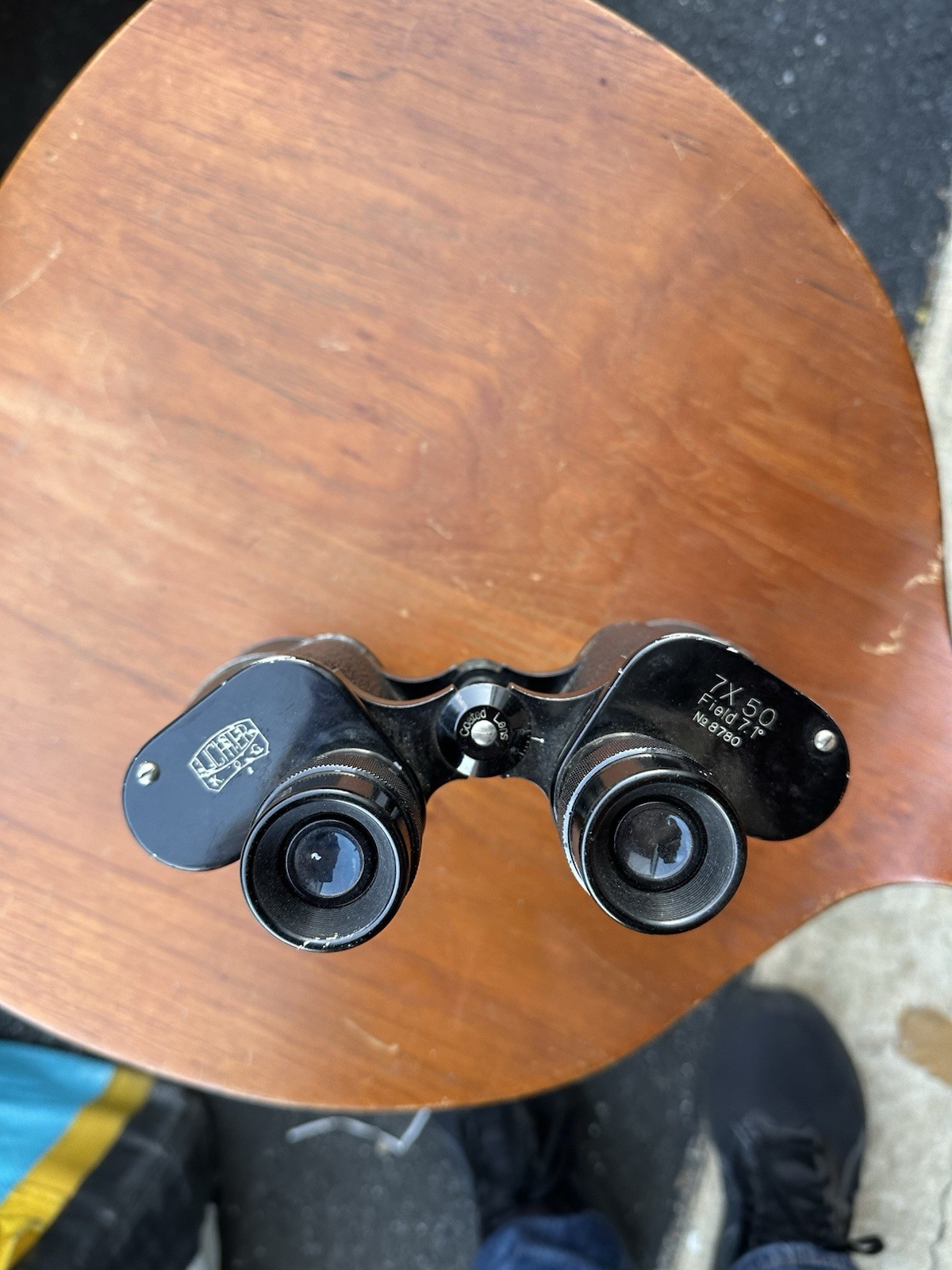Vintage Fichter 7x50 Coated Wide Angle Porro Prism Binoculars Black MPN No 8780