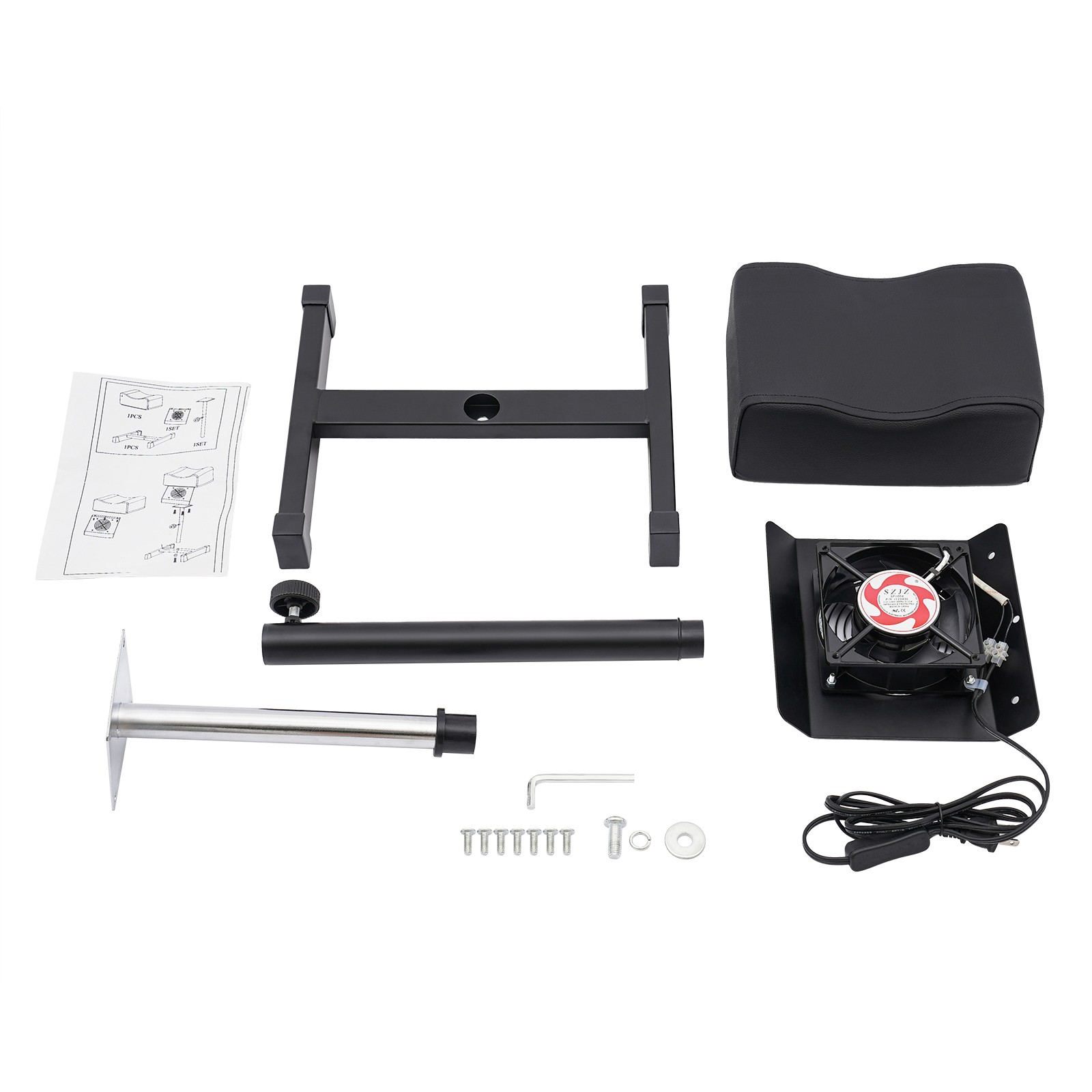 Pedicure Stool Chair Beauty Salon Lift Stool Footrest Nail Bench W/Cleaning Fan