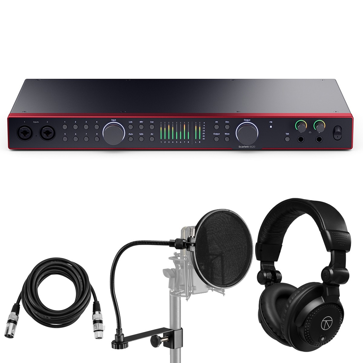 Focusrite Scarlett 18i20 4th Gen USB Audio Interface with Software Suite, Bundle