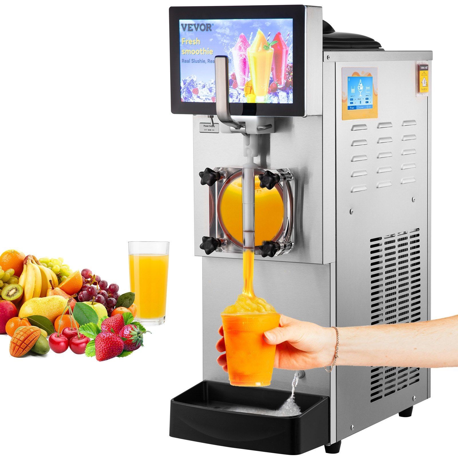 8L 2.1Gal 1050W Single Bowl Slushy & Frozen Drink Machine, Stainless Steel