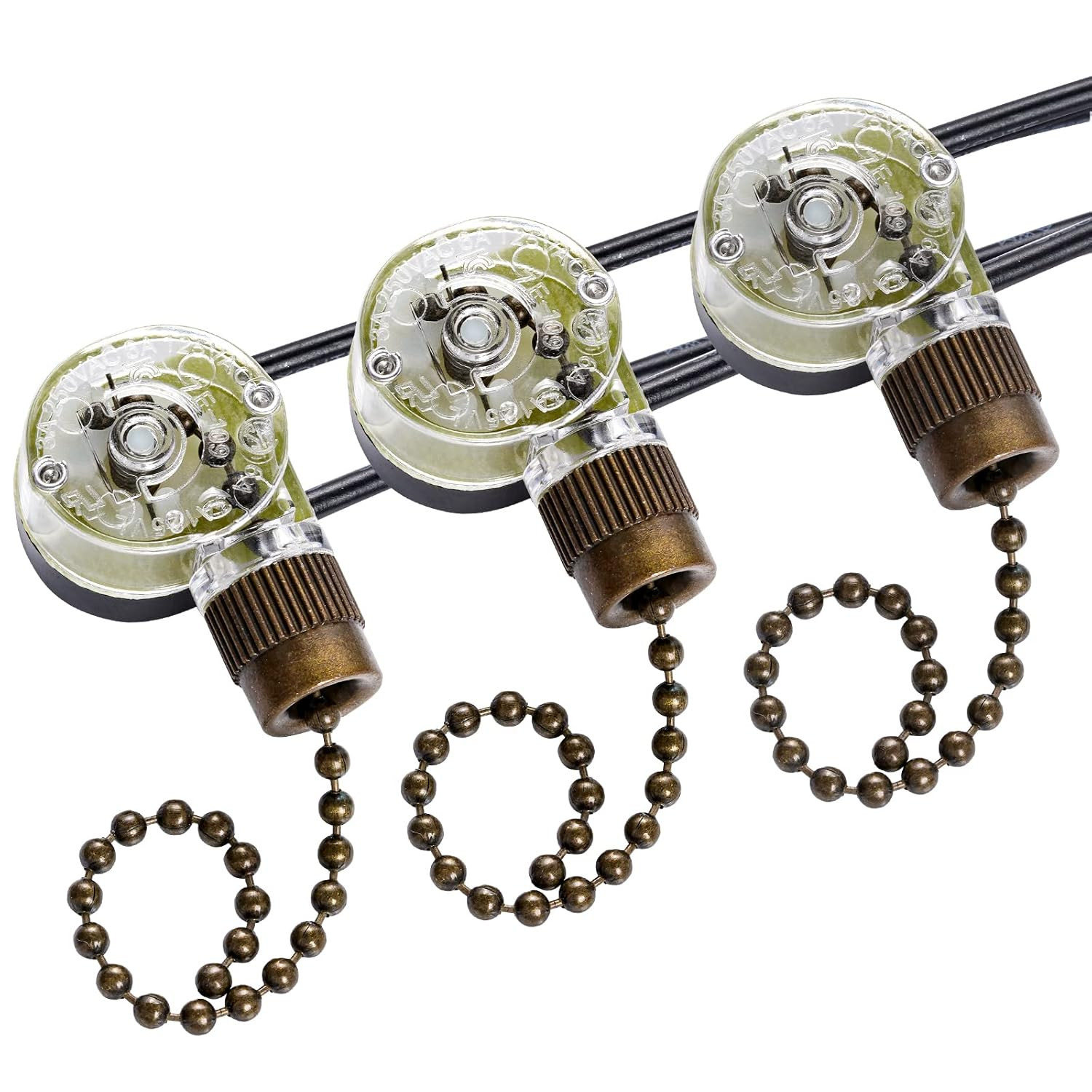 3 Pack Ceiling Fan Pull Chain Switch Two Wire Light Control Replacement