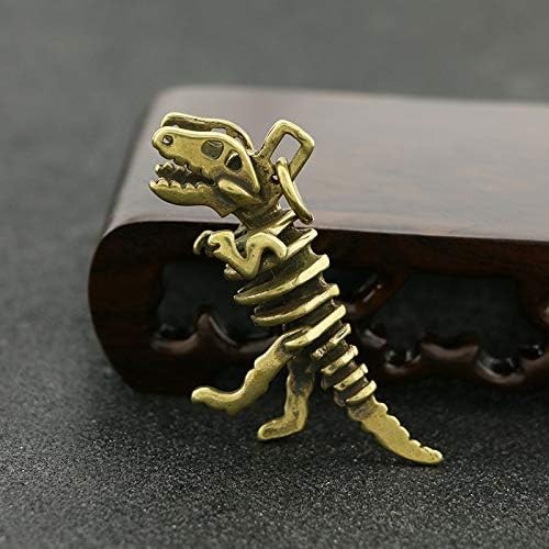 Retro brass creative dinosaur skeleton statue keychain pendant handicrafts