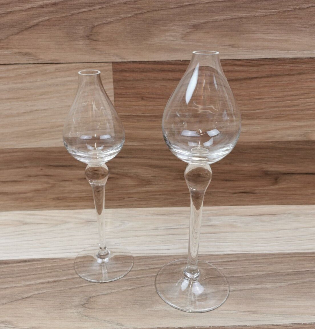 Set of 2  Stemmed Clear Glass Oil Candles - No Wicks